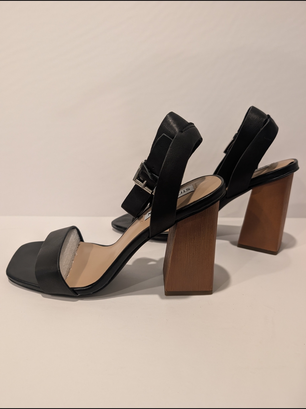Steve Madden Black Block Heel Ankle-Strap Sandals - Picture 5 of 5